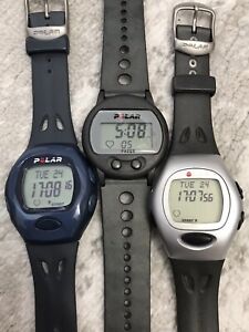 Lot Of 3 POLAR ELECTRO SMART WATCHES DIGITAL LCD FITNESS TRACKER