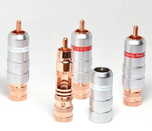 4x Audio Plug Connector Cable CMC Red Copper Plated RCA Plugs  - Picture 1 of 1