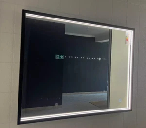 Badspiegel Wandspiegel Schwarz LED Licht spiegel Touch dimmbar Matt 80 x 60 - Bild 1 von 7