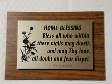 Vintage Crestwood Plaques "Home Blessing" Plaque on Wooden Base 7.5" x 5.5" 