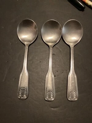 Update stainless, Shelley pattern, 3–round cream soup spoons 6 1/4" - Image 1 of 4