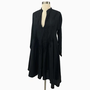 Aoyama Itchome schwarzes Smoking Kleid asymmetrisch 100% Viskose fließend künstlerisch - Bild 1 von 11