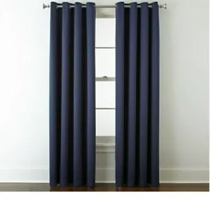 New Liz Claiborne 50x 95 JCP Kathryn Mood Indigo Navy Blue Grommet Curtain Panel - Picture 1 of 5