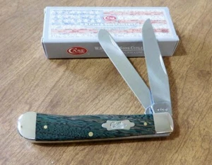 CASE XX New 70521 Green Zebra Wood Handle 2 Blade Trapper Knife/Knives - Picture 1 of 1