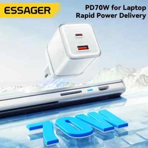 Cargador USB de Pared Essager 70W GaN Tipo C PD Adaptador de Carga Rápida para iPhone Laptop - Imagen 1 de 18
