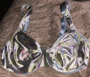 Vintage Sears Satin Caress Floral Unlined Underwire Bra 96865 Gray Floral 34C - Picture 1 of 6