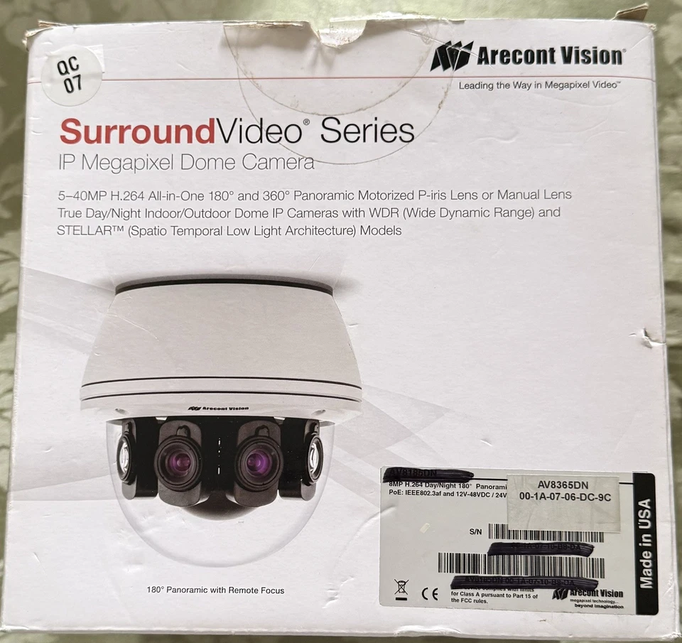 Cámara domo Arecont Vision AV8365DN SurroundVideo Series IP 5-40 MP h.264 Foto 1 de 4