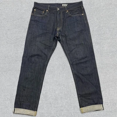 Jeans masculino Uniqlo Selvedge 34x32 denim índigo escuro perna reta ajuste regular - Imagem 1 de 4