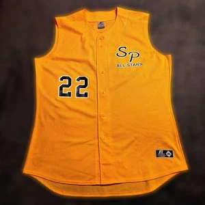 Vintage Russell SP All-Stars Gold Baseball Jersey #22 XL Sleeveless Mesh - Picture 1 of 8