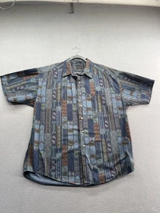 Vintage Structure Shirt Mens XL Multicolor Aztec Geometric Short Sleeve 90s - Picture 1 of 10