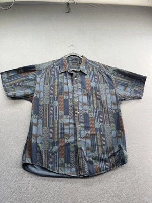 Vintage Structure Shirt Mens XL Multicolor Aztec Geometric Short Sleeve 90s - Image 1 of 4