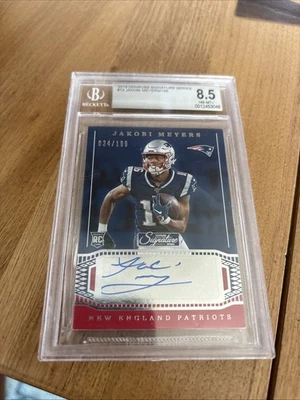 Jakobi Meyers 2019 Donruss Signature Series Auto /199 ROOKIE BGS 8.5/ Auto 9 - Image 1 of 2