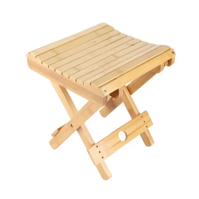 Folding Stool Bamboo Massage Shop Shaving Shower Footrest Home Portable Fold AUS - Image 1 of 4
