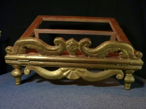 Lutrin pupitre ancien 19 siècle XIX en bois sculpté doré décor de volutes - Picture 1 of 21