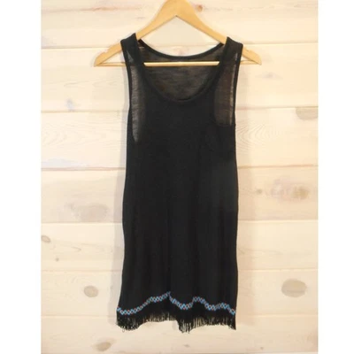 NUEVO CON ETIQUETAS Apt 9 Para Mujer Talla S Negro Natación Encubrimiento Malla Transparente Sin Mangas Flecos Foto 1 de 4