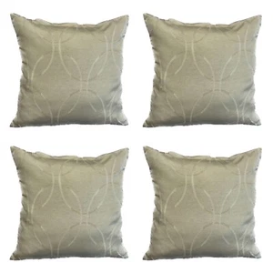 Set of 4 Cushion Covers Beige Golden Spiral Jacquard Fabric 18x18" / 45x45cm - Picture 1 of 5
