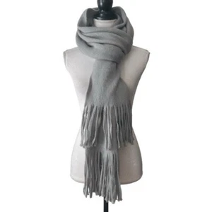 Steve Madden Cold Weather Tassel Oversized Cozy Scarf in Gray Solid NEW - Picture 1 of 4