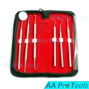 6 Dental Dentist Pick Scraper Hygiene Kit Surgical Dental Instruments W/Case - Picture 1 of 3
