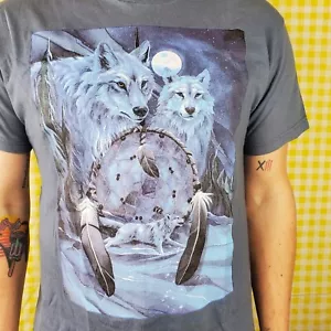 Alaskan Wolf Traumfänger grau Bergsma Kunst Indianer T-Shirt Medium gebraucht, in einwandfreiem Zustand - Bild 1 von 4