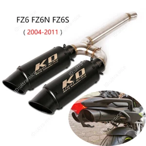 For Yamaha FZ6 FZ6N FZ6S 2004-2011 Dual-outlet Mid Exhaust Pipe 51mm Muffler Tip - Picture 1 of 12