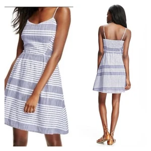Old Navy Women's XL Blue White Spaghetti Strap Skater Dress Fit & Flare - Picture 1 of 9