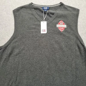 IUP Gridtron Club Cutter & Buck Men's Large Gray V-Neck Sweater Vest NWT - Picture 1 of 13