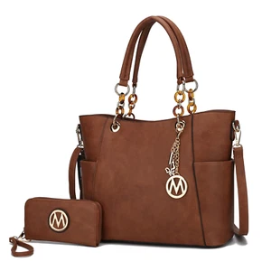 MKF Collection Bonita Vegan Leather Womens Solid Tote Bag, Shopper Purse Handbag - Picture 1 of 7
