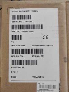 HDD HP PN 480942-002 HPE RD P/N 731690'001 - Foto 1 di 4