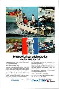 Vintage 1972 Evinrude Außenborder Print Ad More Fun In Less Space - Bild 1 von 1