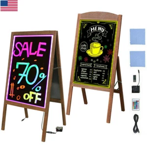 LED Writing Message Board A Frame Chalkboard Easel Floor Advertising Sign Board - Picture 1 of 18