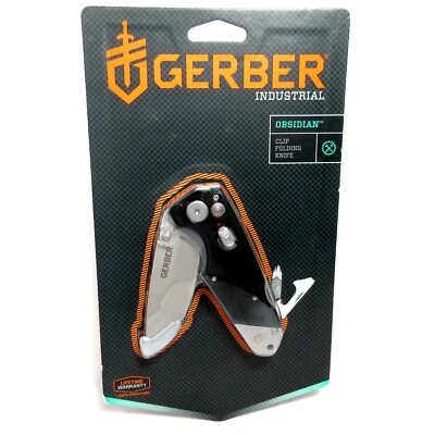 Gerber Industrial Obsidian Pocket Knife Stainless Steel Blade Fine Multi Tool - Image 1 of 3