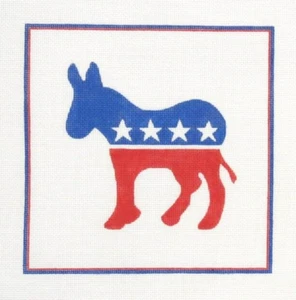 Kate Dickerson Democratic Donkey Handpainted Needlepoint Canvas - Picture 1 of 1