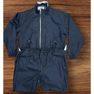 Sunice Golf Tracksuit Mens L Black Full Zip Lightweight Wind Rain Suit Set Read - Picture 1 of 19