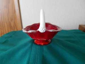 Imperial Olden End of Day Red Slag Basket, Chevron Pattern  Insignia on Bottom  - Picture 1 of 4