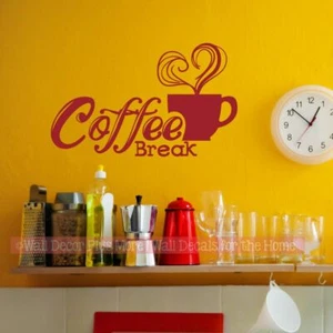 Kitchen Wall Decal Coffee Break Sticker Quotes Decor Vinyl Art Letter - Picture 1 of 10