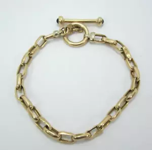 SPLENDIDO BRACCIALE CATENA CHIUSURA A LEVETTA IN ORO GIALLO 14K 8,2G - Foto 1 di 6