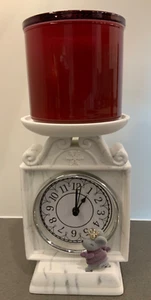 "RELOJ Y RATÓN PEDESTAL BLANCO 3 MECHAS 7,5"" de alto soporte para velas baño y cuerpo funciona" - Imagen 1 de 8