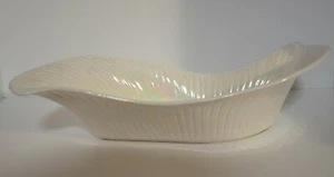 Tazón 14" Cerámica Blanco Plato Iridiscente Estilo Cal 265 EE. UU. Mediados de Siglo - Imagen 1 de 7