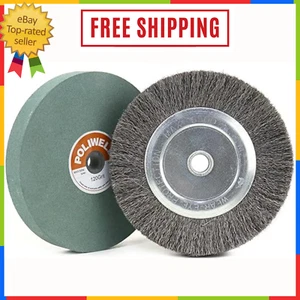 6 Inch Bench Grinder Grinding Wheel & Wire Brush Sharpening with 1/2'' Arbor - Picture 1 of 8