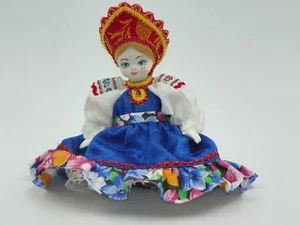 Small puppet girl doll in traditional Russian costume.5' Great gift and toy. - Picture 1 of 5