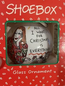Vintage 1991 Shoebox Hallmark Glass Ornament All I Want For Christmas - Picture 1 of 4