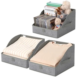 Closet Organizers - Trapezoid Bins with Handles Linen Closet Storage Dark Gra... - Picture 1 of 8