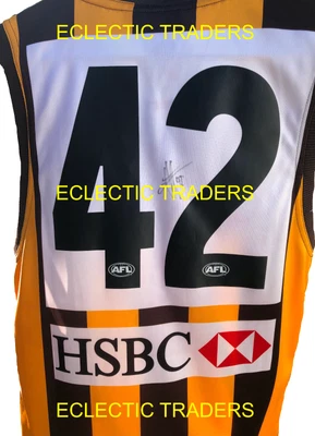 5  Decades of Flags SIGNED Angus Litherland #42 Hawthorn AFL Guernsey (L). Dewar - Image 1 of 3
