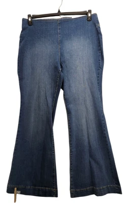 I.N.C. Pantalones de mezclilla talla grande tiro alto acampanados índigo medio 18W P573 Foto 1 de 4