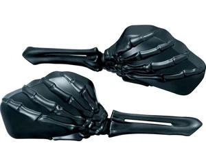 Kuryakyn Moto Motorcycle Skeleton Hand Mirrors With Black Stems And Black Heads - Picture 1 of 1