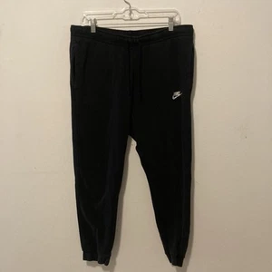 NIKE black drawstring cuffed ankles pull on sweatpants men's L - Picture 1 of 10