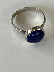 Anillo de lapislázuli y cabuján de ley 925 tamaño suelto 8 - Imagen 1 de 14