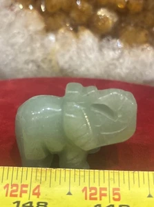 1.5 Inch Aventurine Elephant Figurine Elephant with Trunk Up Good ... - Picture 1 of 1