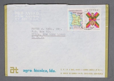 Cubierta de correo aéreo MayfairStamps Angola a Utica NY aau_93405 Foto 1 de 2