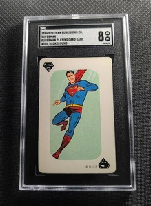 Superman 1966 N.P.P.I. Whitman Superman Playing Card Game Aqua Background SGC 8 - Picture 1 of 2